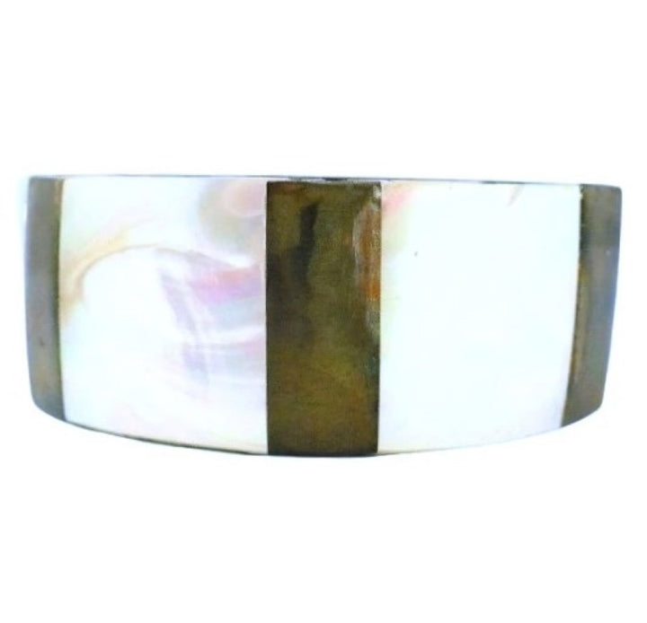 Island Girl Brass and Shell Bangle Bracelet