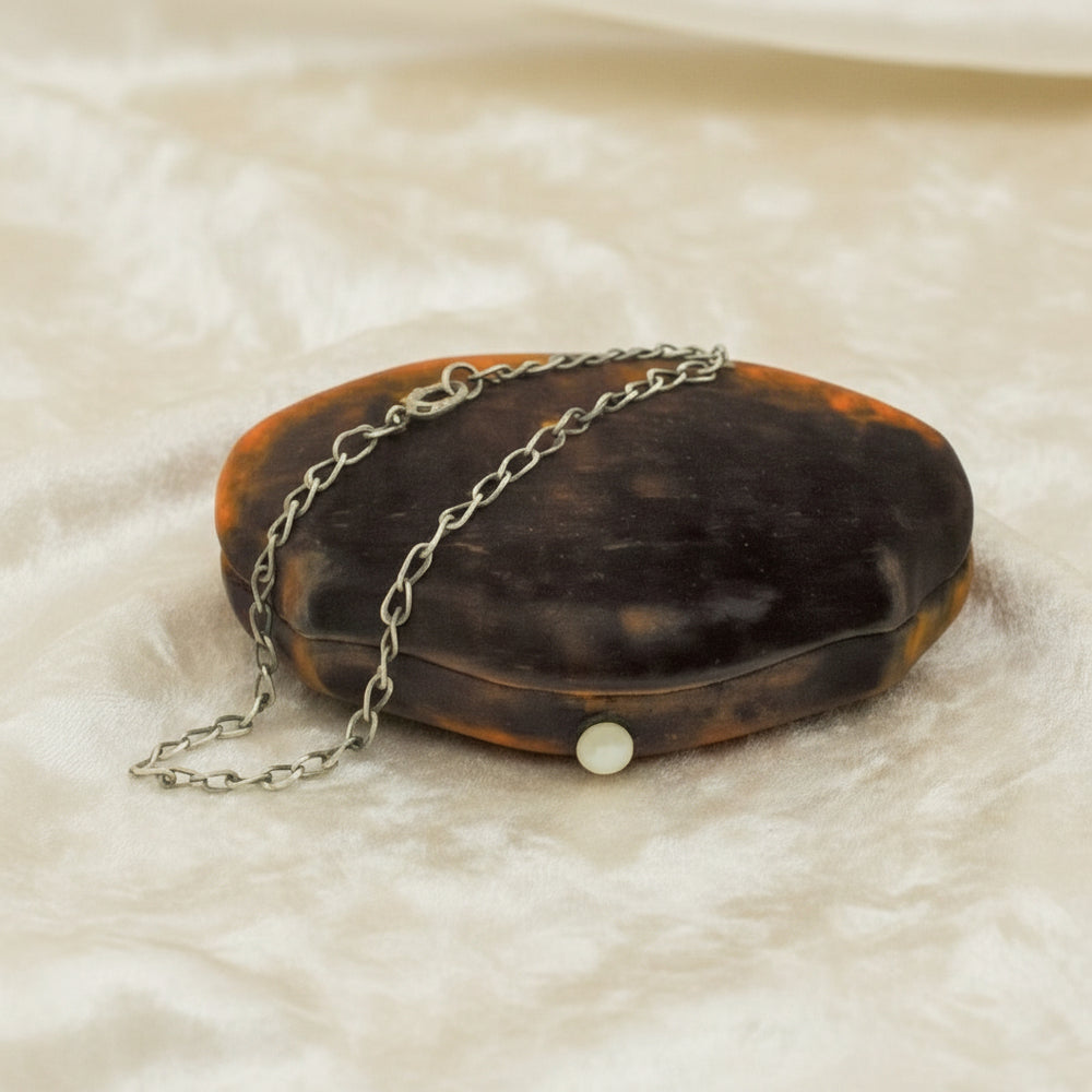 1940s Vintage Slender Siam Silver Chain Bracelet displayed on velvet case.
