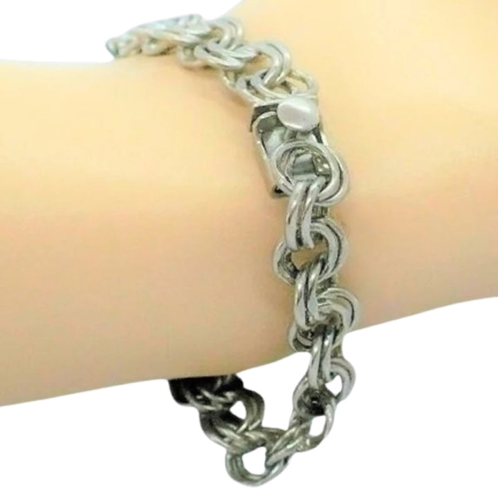 1950 Sterling  silver double link charm chain Lang Bracelet.
