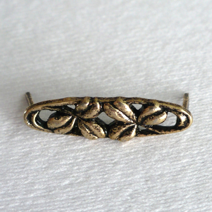 1920s Vintage Floral Gold-Tone Brad Bar Ornament  Sewing Supply.