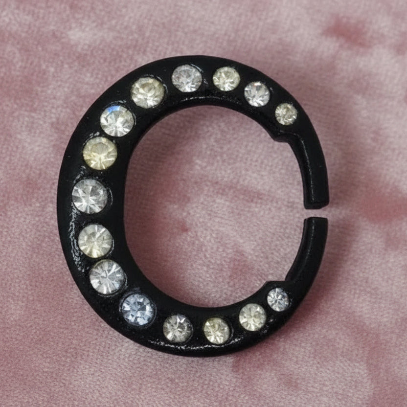 1890s Victorian Japanned Rhinestone Brad Ornament.