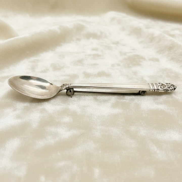 Gift for Spoon Collector 1960s Vintage Sterling Silver Spoon Brooch.