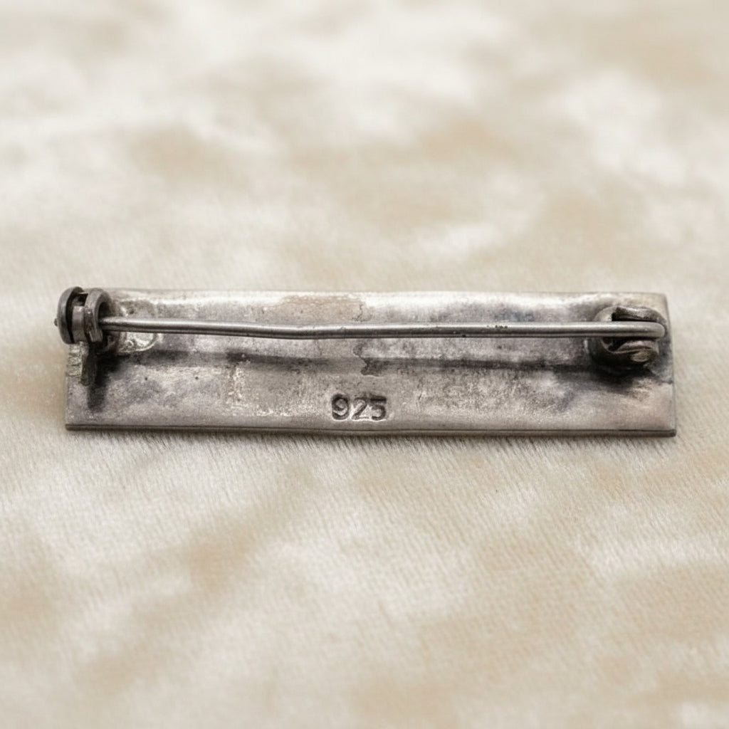 1920s Vintage Aztec Deities Bar Pin, Mexican Silver Renaissance Brooch.