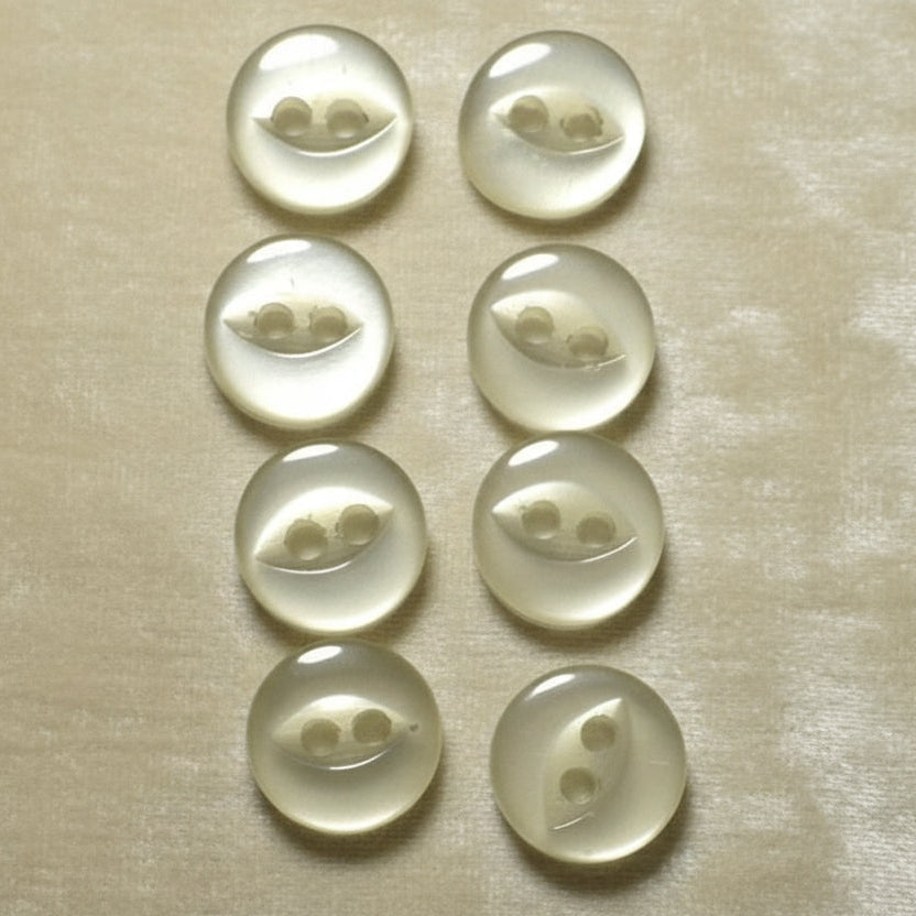 13L Set of Six Fish Eye Two Hole Plastic Diminutive Buttons, 3/8".