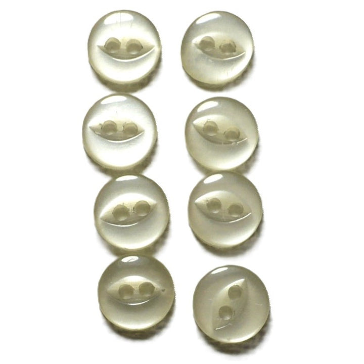13L 1950s Fish Eye Two-Hole Plastic Buttons 5/16 Inches Set of 6