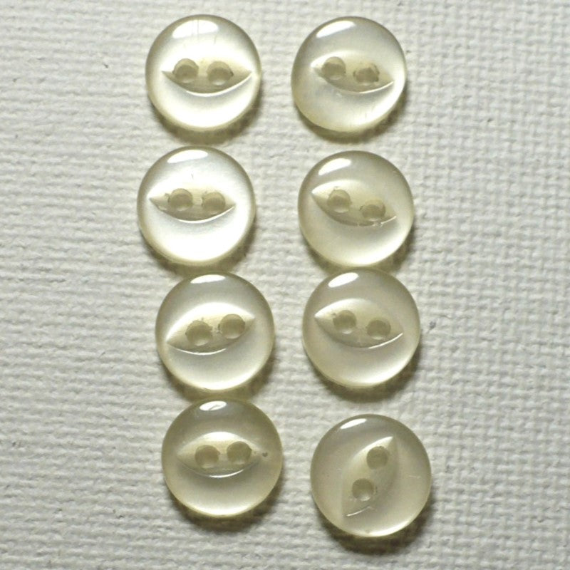 13L 1950s Fish Eye Two-Hole Plastic Buttons 5/16 Inches Set of 6