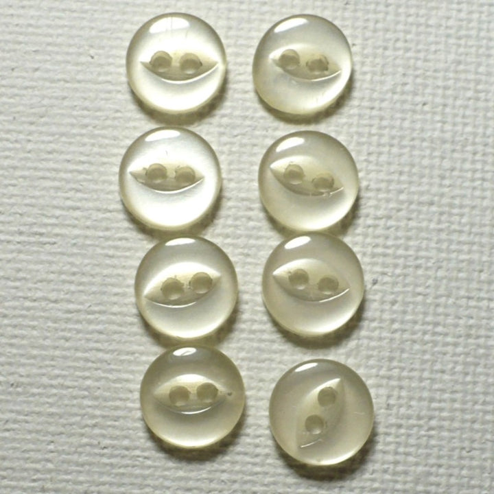 13L 1950s Fish Eye Two-Hole Plastic Buttons 5/16 Inches Set of 6