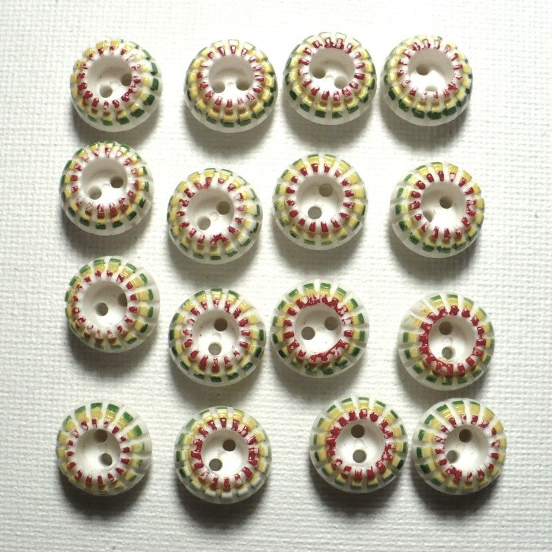 20L 1950s-1960s Colorful Dome Plastic Buttons 1/2 Inches Set of 16
