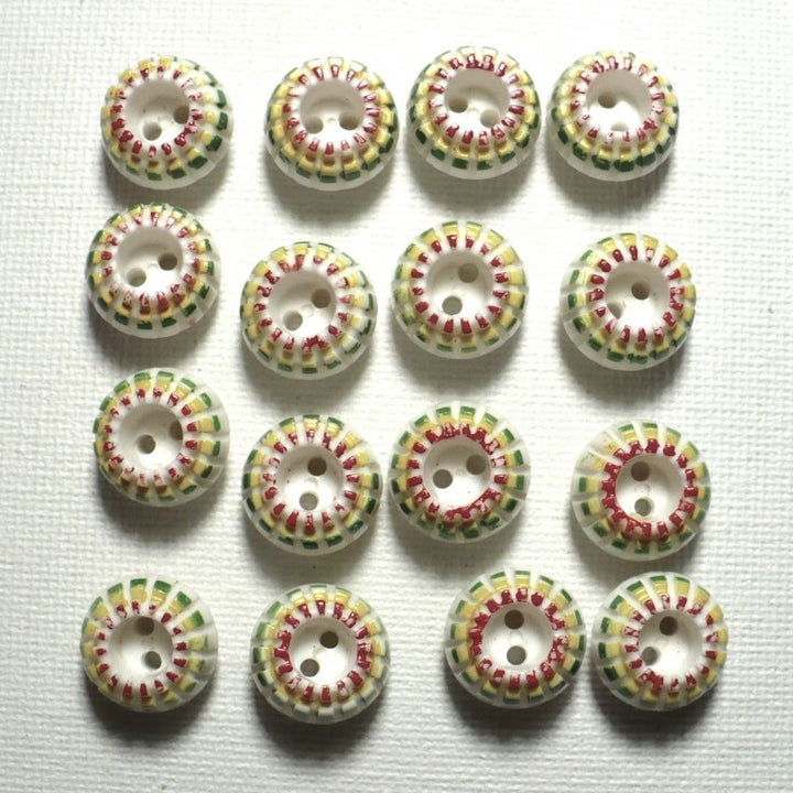 20L 1950s-1960s Colorful Dome Plastic Buttons 1/2 Inches Set of 16