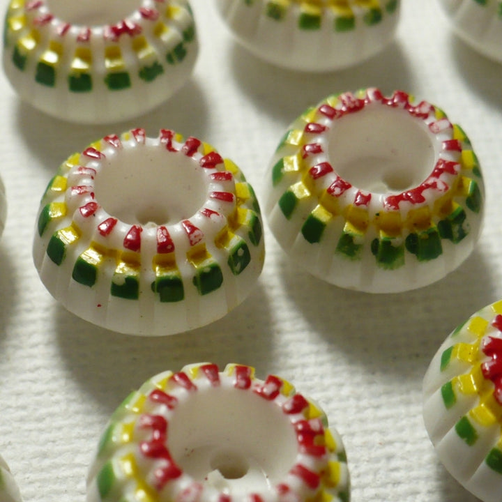 20L 1950s-1960s Colorful Dome Plastic Buttons 1/2 Inches Set of 16
