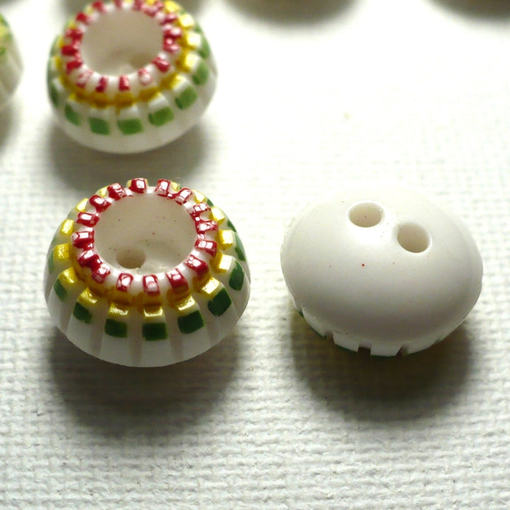 20L 1950s-1960s Colorful Dome Plastic Buttons 1/2 Inches Set of 16