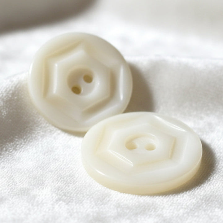 30L Set of Two White Glass Two Hole Buttons, 3/4"