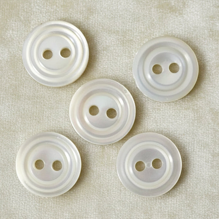 17L Set of Four Two-Hole Concentric Rings Shell MOP Buttons, 1/2".