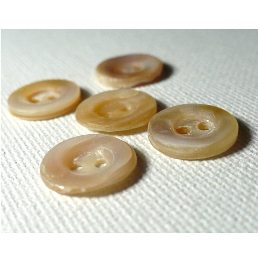 19L Set of Five 1920-40s Two-Hole Trochus Shell MOP Buttons, 1/2".