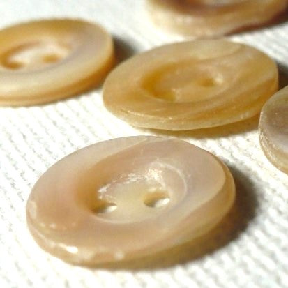 19L 1920s-1940s Two-Hole Trochus Shell Buttons 1/2 Inches Set of 5