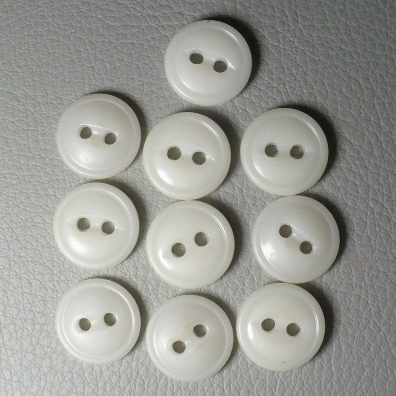 20L 1930s Two-Hole White Celluloid Pants Buttons 1/2 Inches Set of 10