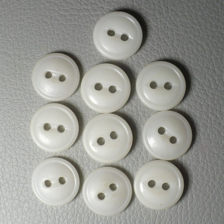 20L 1930s Two-Hole White Celluloid Pants Buttons 1/2 Inches Set of 10