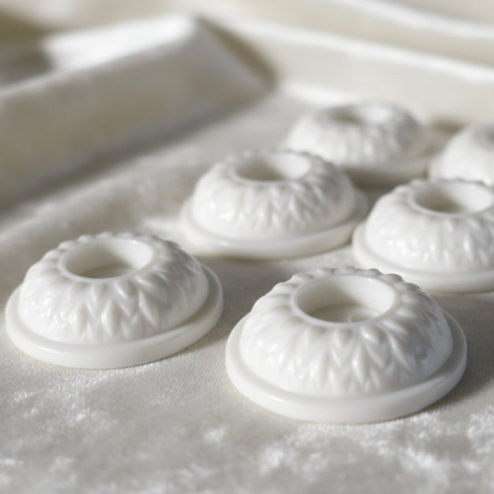 23L Set of Six White Celluloid Whistle Buttons, 5/8".