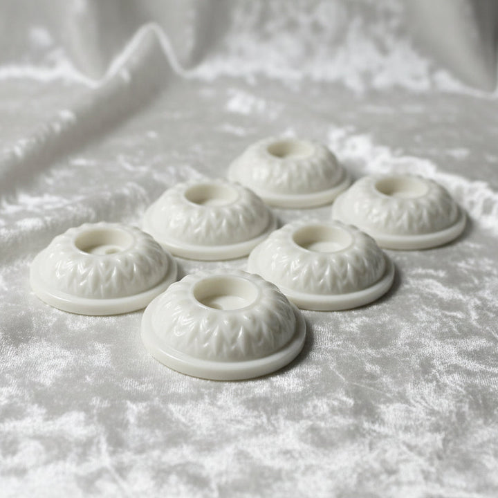 23L Set of Six White Celluloid Whistle Buttons, 5/8".