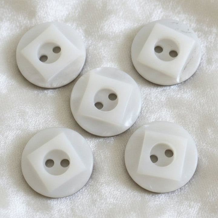22L Set of Five Two-Hole Art Deco Shell Buttons, 1/2"