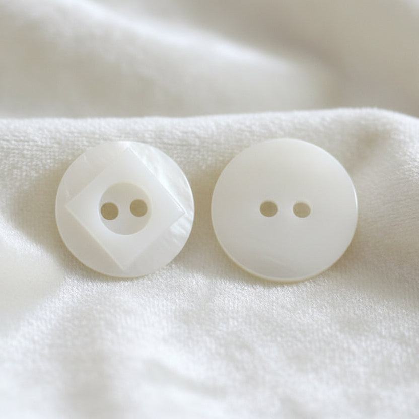 22L Set of Five Two-Hole Art Deco Shell Buttons, 1/2"