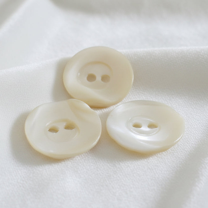 32L Set of Three Two Hole Organic Shell Buttons, 3/4".