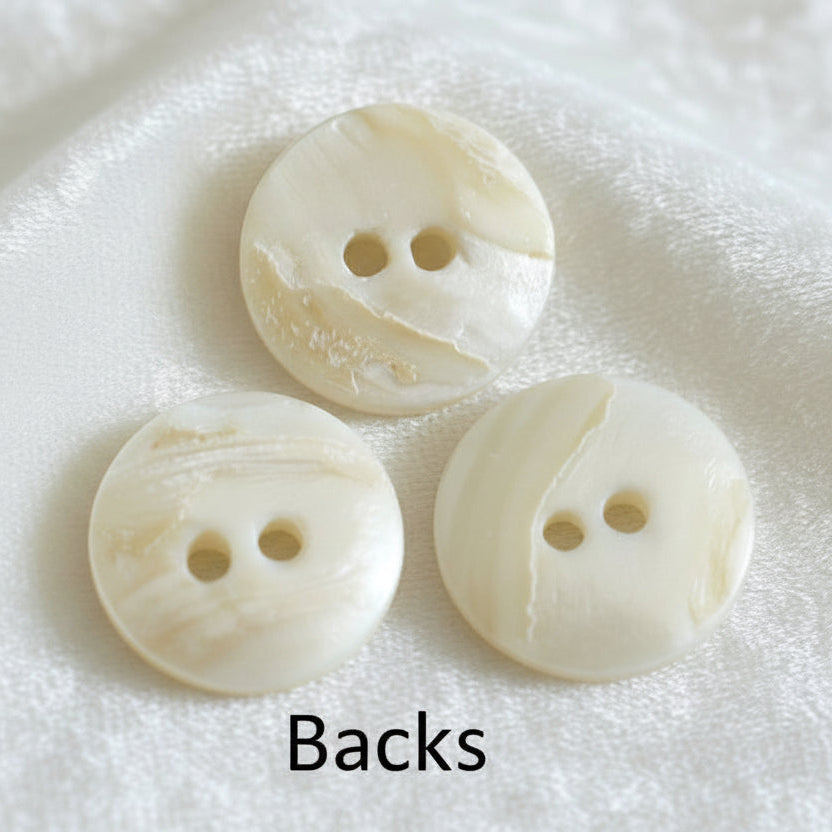 32L Set of Three Two Hole Organic Shell Buttons, 3/4".
