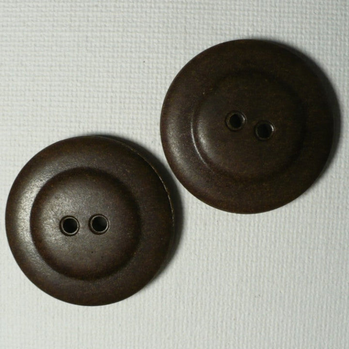 44L Set of Two 1920-30s Brown Two-Hole Composition Buttons, 1 1/8"