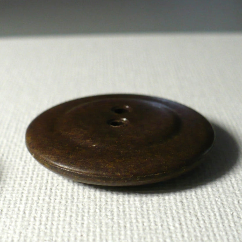 44L Set of Two 1920-30s Brown Two-Hole Composition Buttons, 1 1/8"