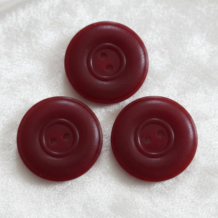 41L Set of Two Red Two-Hole Red Casein Buttons, 1".