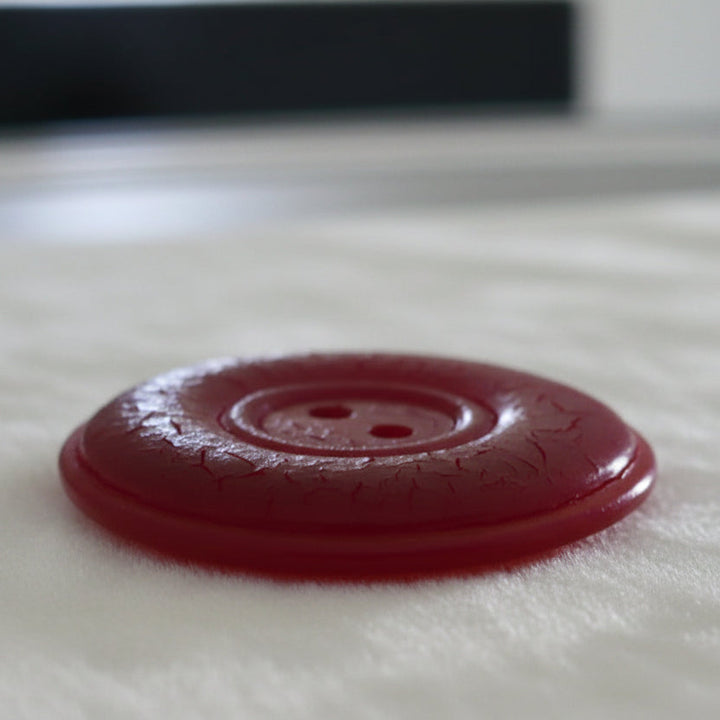 41L Set of Two Red Two-Hole Red Casein Buttons, 1".