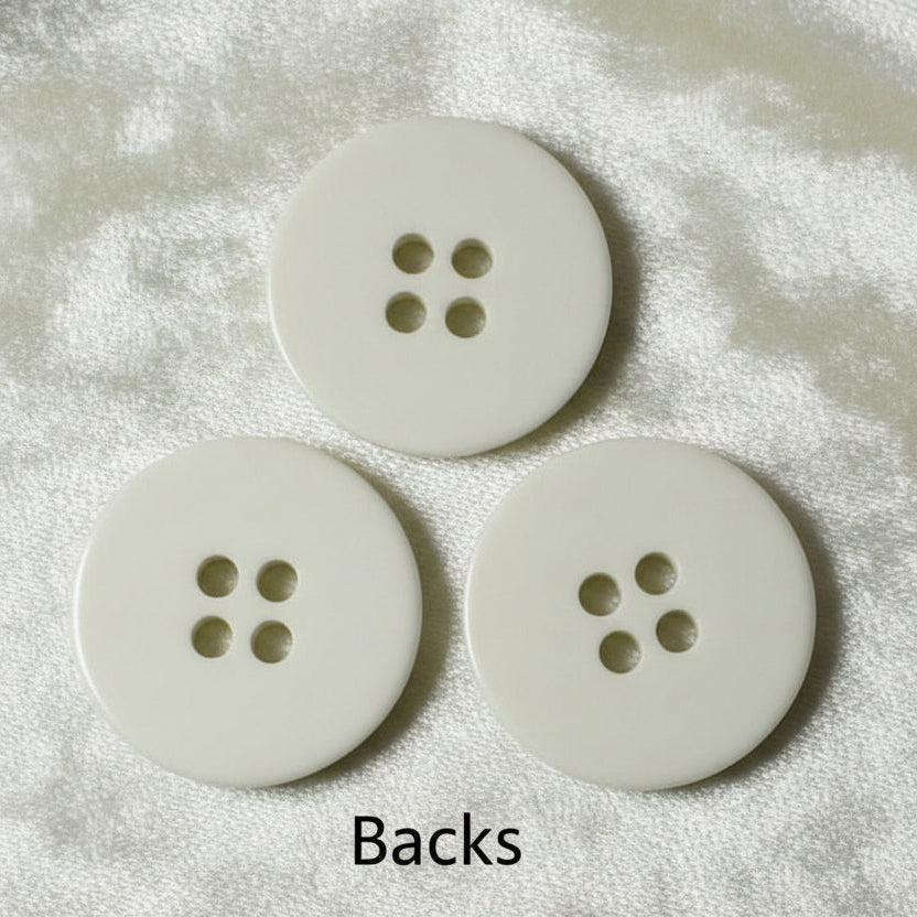 30L Set of Three Pearly White Layered Four Hole Buttons, 3/4".