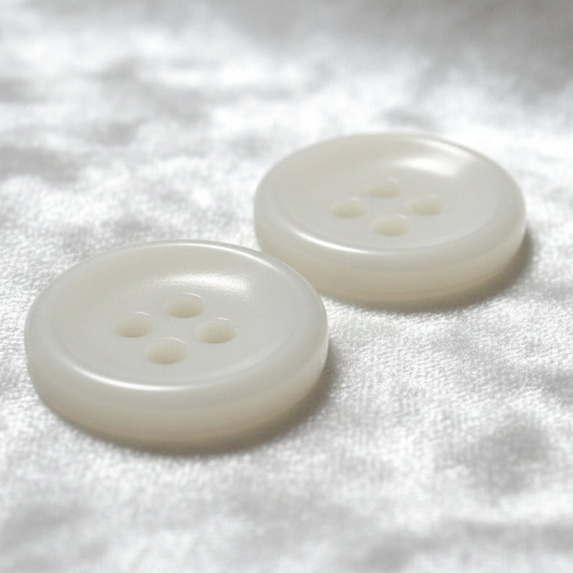 22L Set of Two Four-Hole White Casein Buttons/