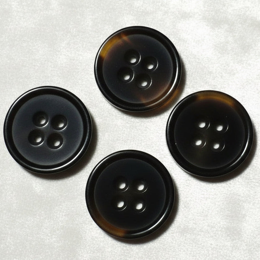 37L Set of Four  Four-Hole Faux Tortoise Shell Polyester Buttons, 1".