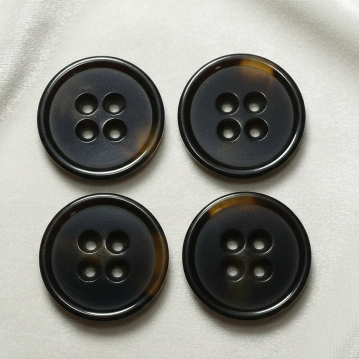 37L Set of Four  Four-Hole Faux Tortoise Shell Polyester Buttons, 1".