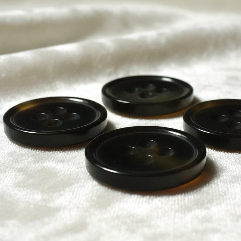 37L Set of Four  Four-Hole Faux Tortoise Shell Polyester Buttons, 1".