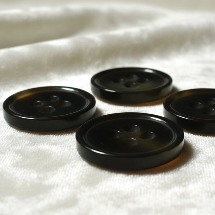 37L Set of Four  Four-Hole Faux Tortoise Shell Polyester Buttons, 1".