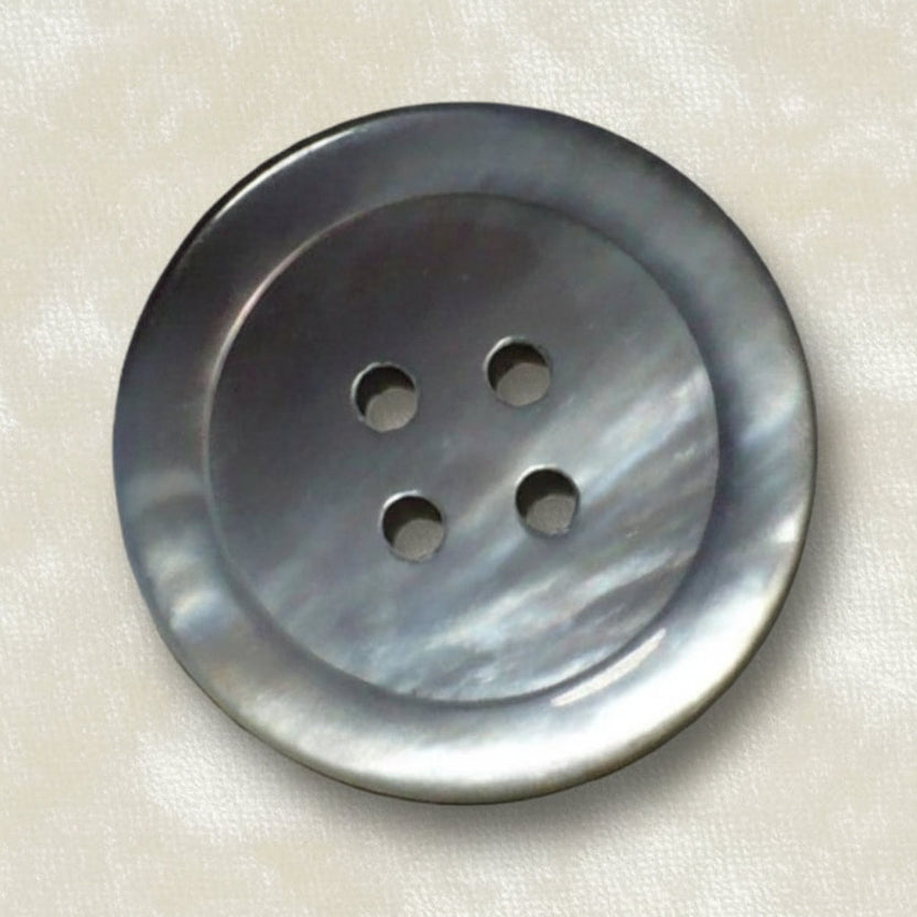 39L One Four-Hole 1940s-1970s Grey MOP Oyster Shell Button, 1".