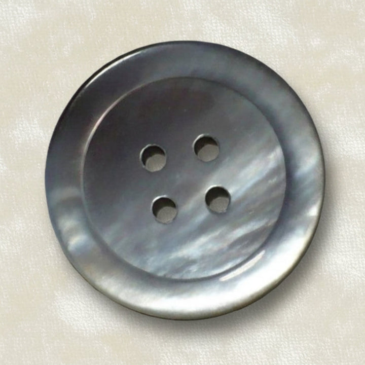 39L One Four-Hole 1940s-1970s Grey MOP Oyster Shell Button, 1".