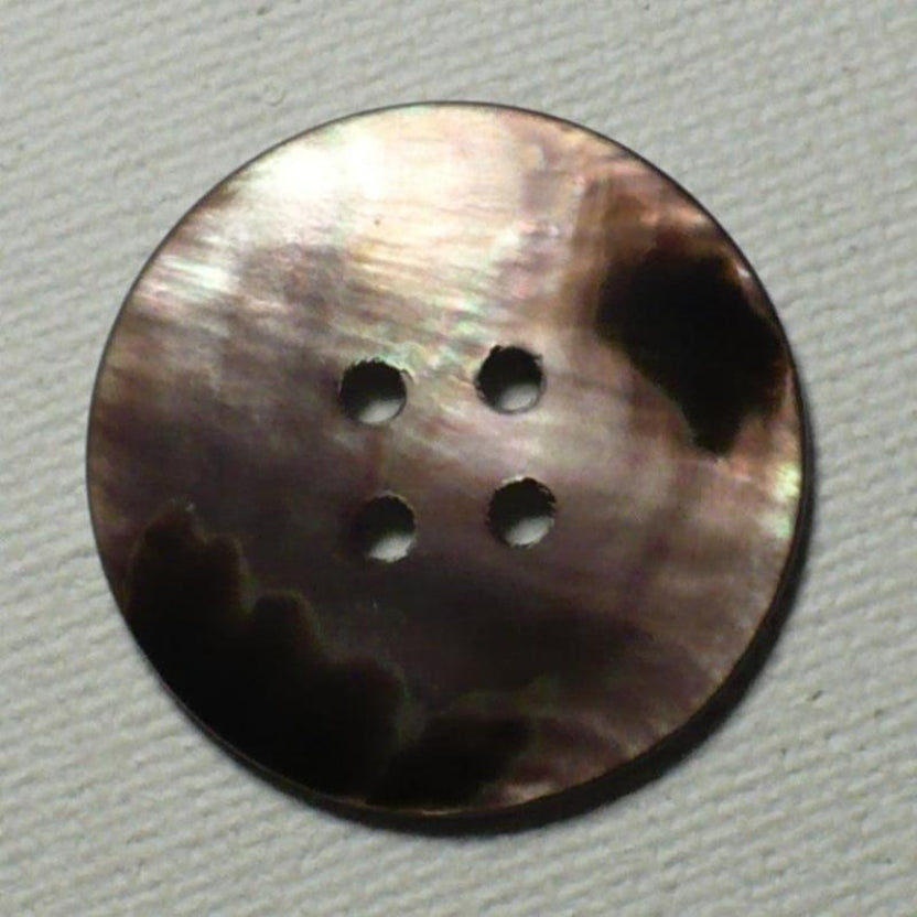 39L One Four-Hole 1940s-1970s Grey MOP Oyster Shell Button, 1", back.