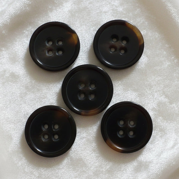 40L Set of Five Faux Tortoise Shell Four Hole Polyester Buttons, 1".
