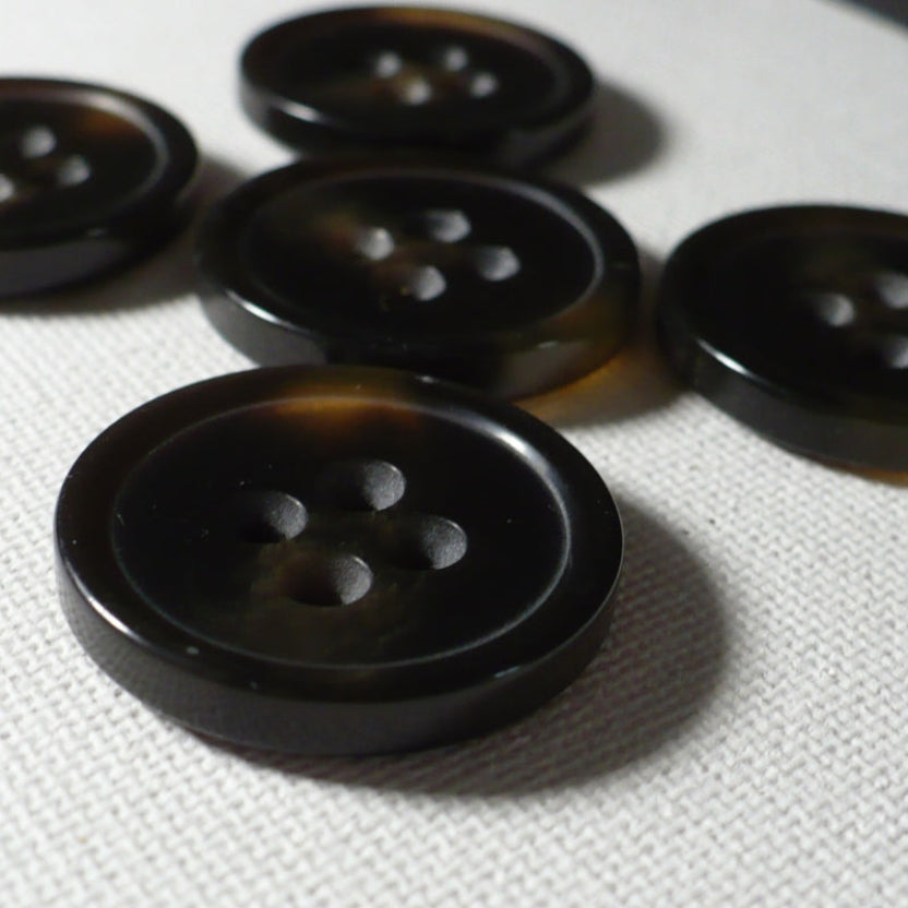 40L Set of Five Faux Tortoise Shell Four Hole Polyester Buttons, 1".