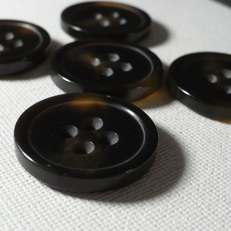 40L Set of Five Faux Tortoise Shell Four Hole Polyester Buttons, 1"