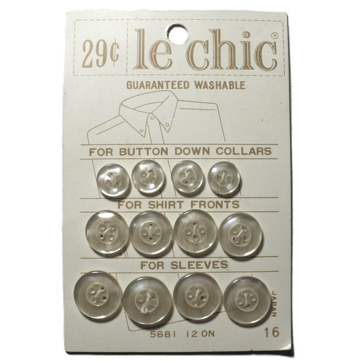 Vintage Shirt Button Set Four Hole Le Chic Carded Buttons