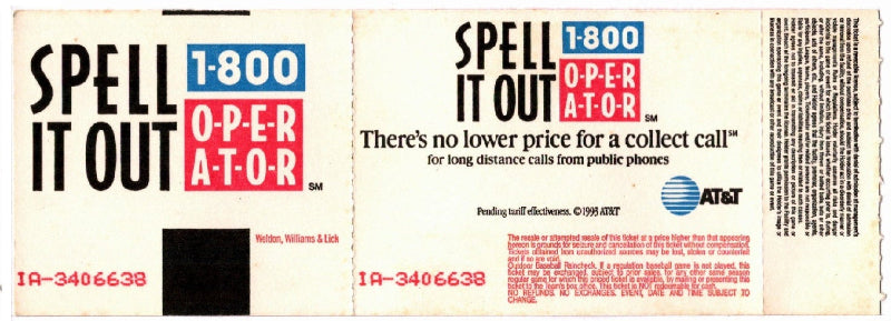 Babes In Toyland 1994 Unused Ticket, back.