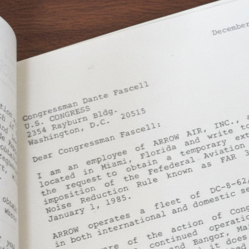 Batchelor Enterprises Aviation Consultants Employee Ephemera, Arrow Air, 1984.