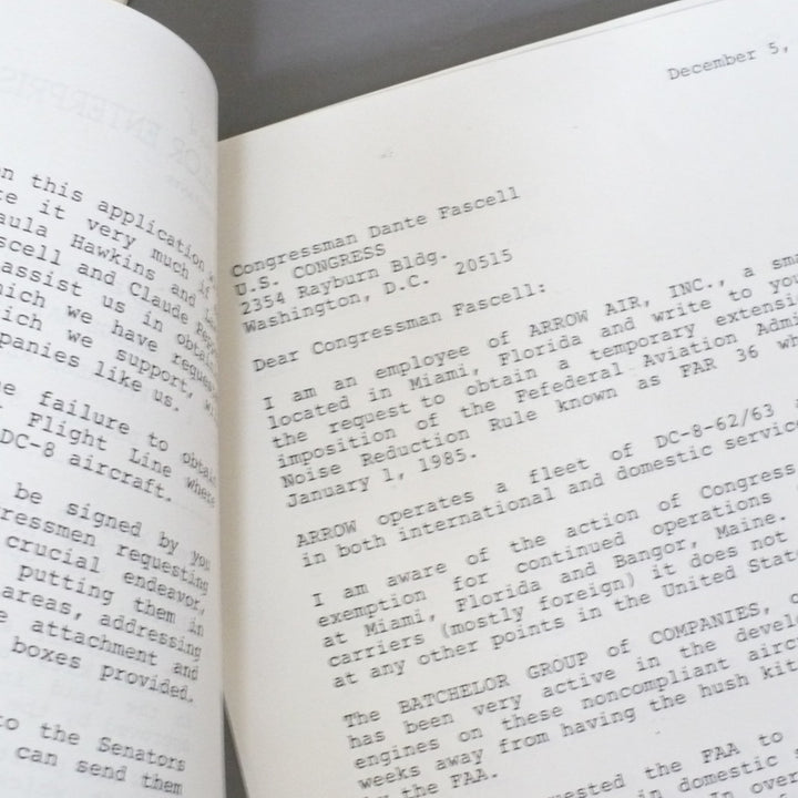 Batchelor Enterprises Aviation Consultants Employee Ephemera, Arrow Air, 1984.