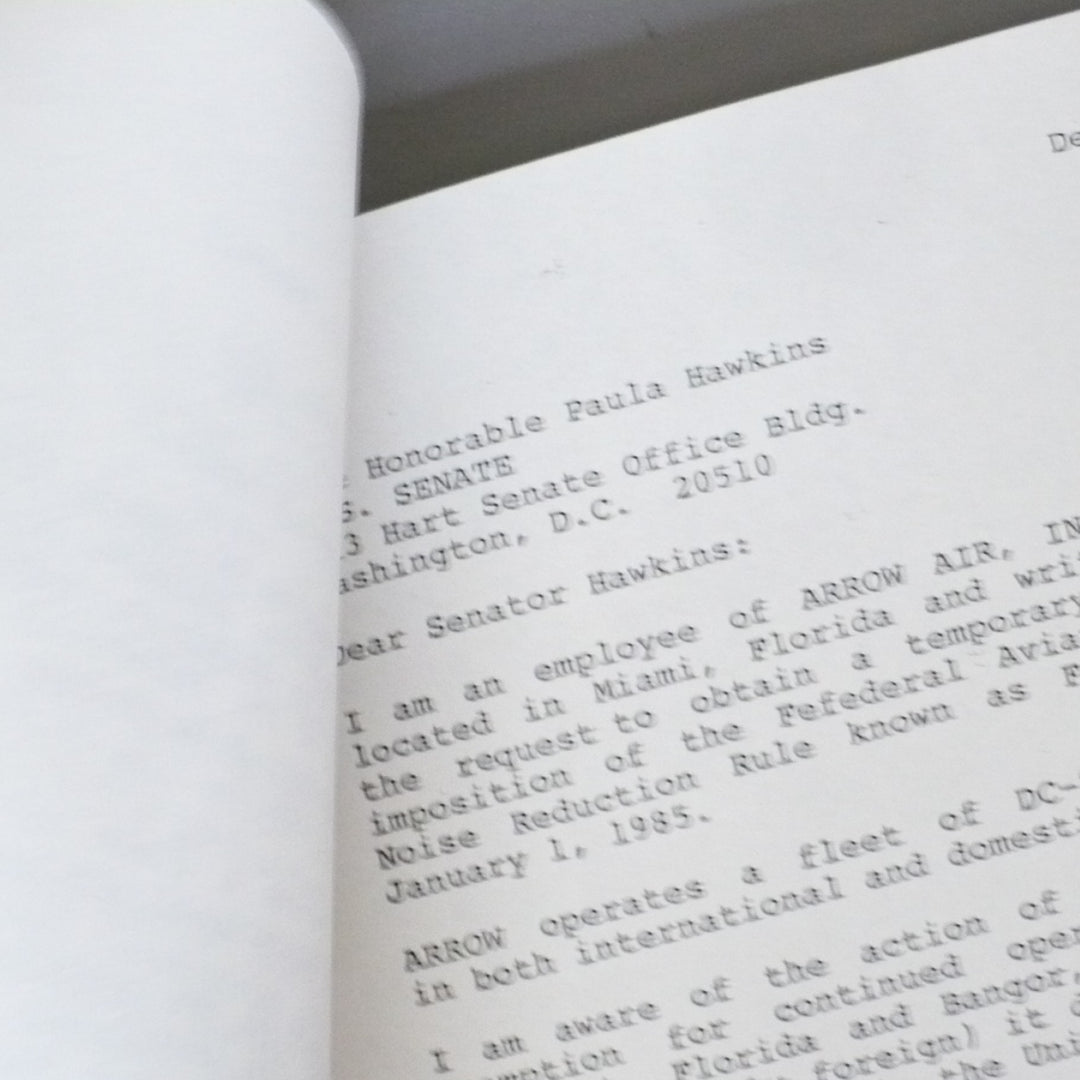 Batchelor Enterprises Aviation Consultants Employee Ephemera, Arrow Air, 1984.