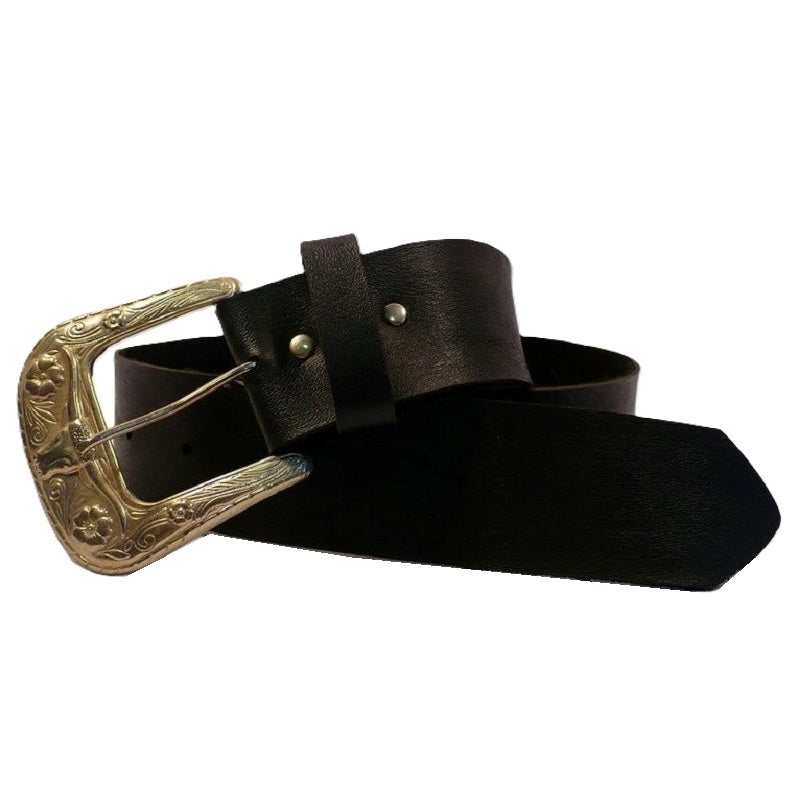 1980s Vintage Black Belt With Western Steer Buckle.