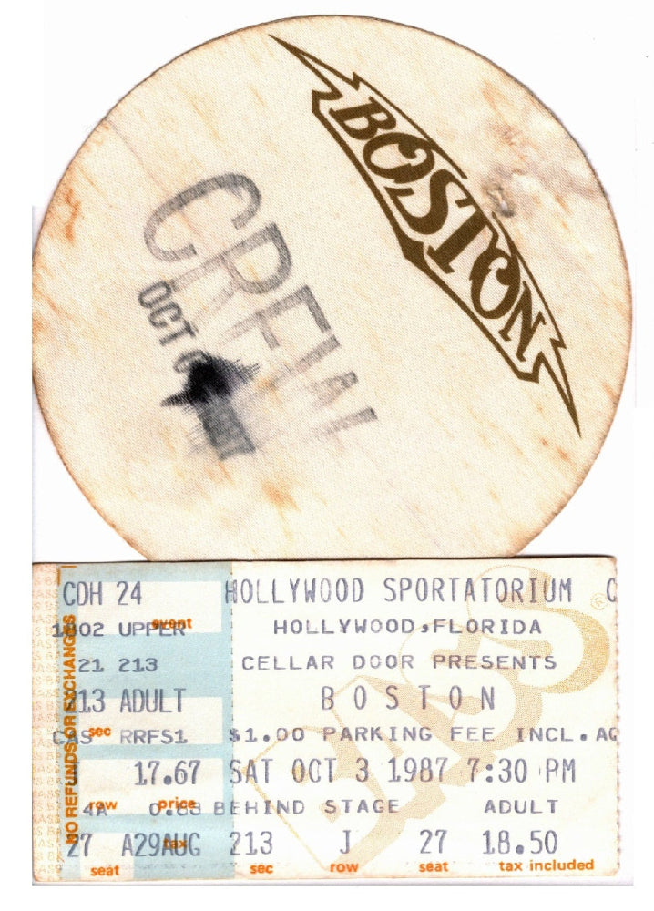 Boston Third Stage Tour Crew Pass & Ticket Stub 1987, front.